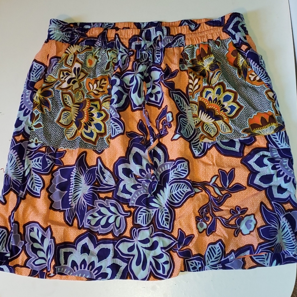 NWOT Loft M  orange & blue floral skirt